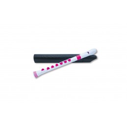 RECORDER+ WHITE/PINK WITH HARD CASE  BAROQUE FING.