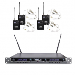 AUDIODESIGN PMU 440T KIT WIRELESS: RICEVITORE 4CH+4 BODYPACK - 4 HEADSET BEIGE