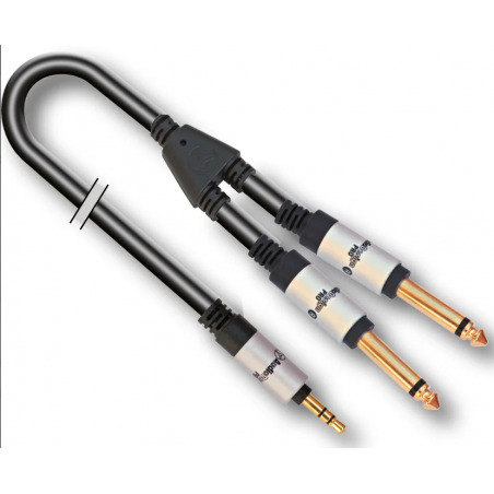 AUDIODESIGN VX230-1,5  JACK ST.3,5 MV / 2 JACK MONO 6,3 MV,1.5m