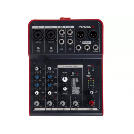 PROEL MQ6FX MIXER ANALOGICO 6ch:4MONO MIC+2st. - DSP