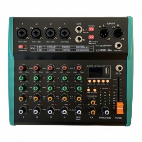 ZZIPP MXBTR6 MIXER 6 CH ANALOGICO MULTIEFFETTO - LETTORE MP3